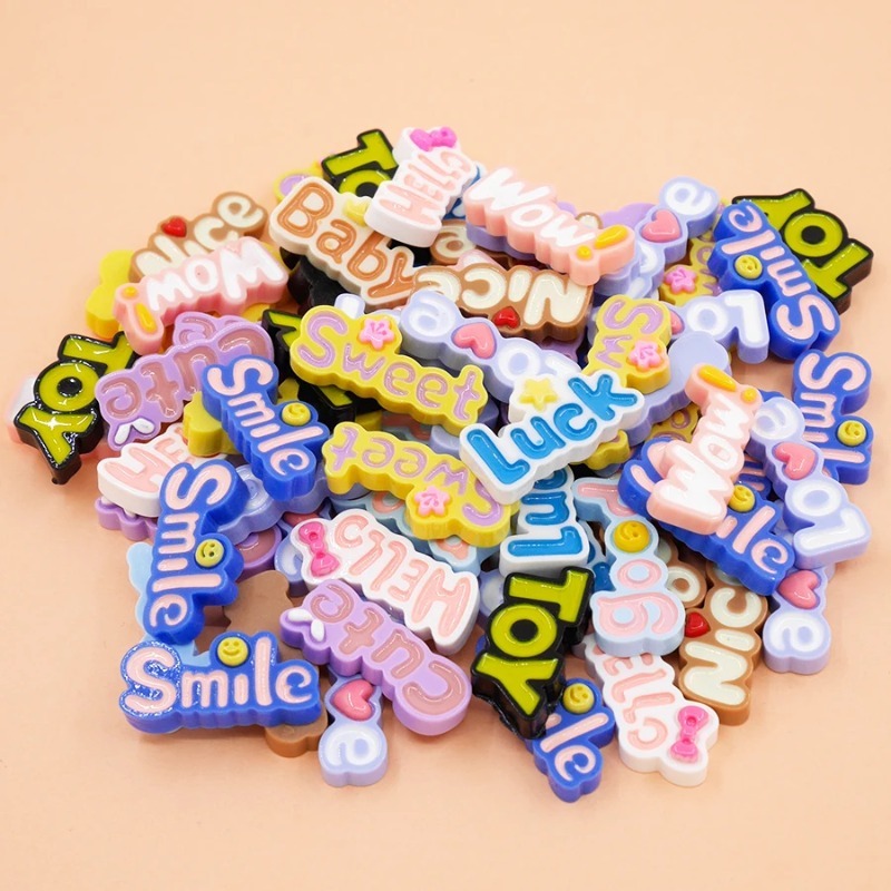 Resin Art Alphabet - 10 adet sevimli düz geri Wow
